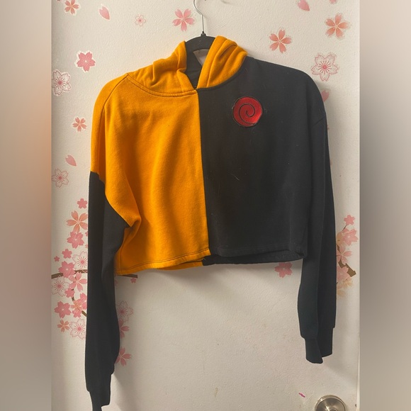 Naruto Shippuden Cropped Hoodie – Orange & Black – Uzumaki Spiral – S - Picture 3 of 5